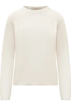 Jucca Strik, Dame, Hvid, L, Tyl, Hvid Crew Neck Striktrøje