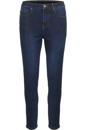Kaffe Jeans, Dame, Blå, M, Bomuld, Mørkeblå Slim Fit High Waist Jeans