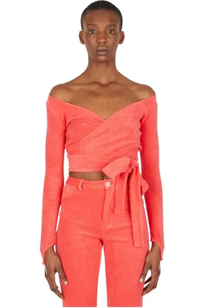 Maisie Wilen Top, Dame, , L, Uld, Terry Cloth Dramady Off-Shoulder Top