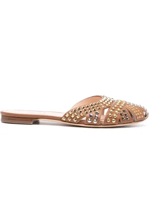 AGL ATTILIO GIUSTI LEOMBRUNI Sko, Dame, Brun, 36 EU, Uld, Studded Leather Mules