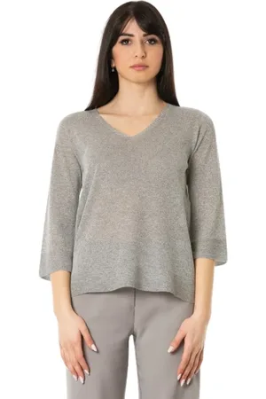 D.EXTERIOR Strik, Dame, Grå, M, Polyester, Sølv V-hals Strik