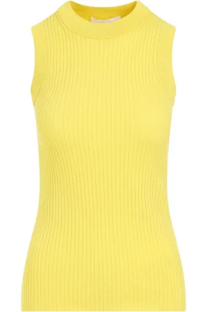 Sportmax Top, Dame, Gul, M, Bomuld, Ribbet Gul Bomuld Top