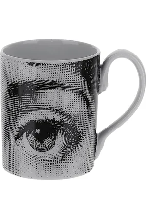 FORNASETTI Home, unisex, Hvid, ONE SIZE, Uld, Stilfuld Porcelænskaffekrus
