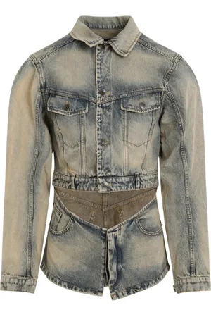 EgonLab Jakke, Herre, Flerfarvet, M, Denim, Champagne Stonewashed Cutout Denim Jacket