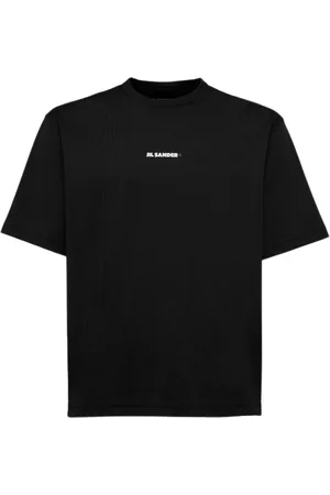 Jil Sander Top, Herre, Sort, S, Polyester, Sort Logo T-shirt Slim Fit