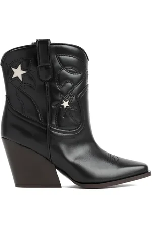 Stella McCartney Sko, Dame, Sort, 37 EU, Sorte cowboy ankelstøvler med stjerner