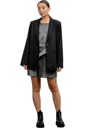 Ahlvar Gallery Jakke, Dame, Grå, M, Uld, Struktureret Uld Blazer