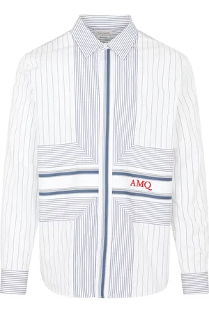 Alexander McQueen Skjorte, Herre, Flerfarvet, XL, Bomuld, Stribet hvid bomuldsskjorte
