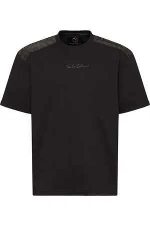 Carlo Colucci Top, Herre, Sort, S, Nylon, Oversize T-shirt med nylonapplikationer