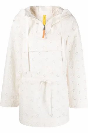 Moncler Jakke, Dame, Hvid, XS, Bomuld, Broderie Anglaise Cape Jakke