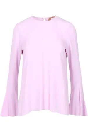 Nº21 Bluser & Skjorter, Dame, Lilla, 2XL, Silkeblandet Skjorte med Flæseærmer