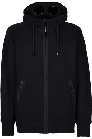 C.P. Company Sweathshirts & Hoodies, Herre, Sort, 2XL, Bomuld, Diagonal Fleece Goggle Hoodie