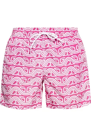 GCDS Badetøj, Herre, Lyserød, L, Mønstrede badeshorts med logo detaljer