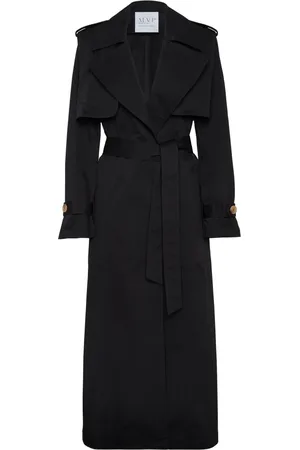 MVP Wardrobe Frakke, Dame, Sort, 2XS, Bomuld, Klassisk Trenchcoat med Brede Revers