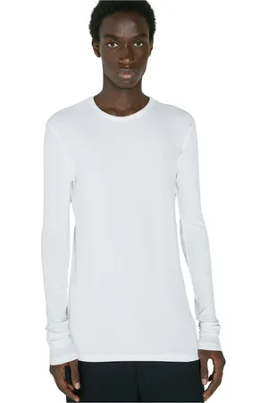 ANN DEMEULEMEESTER Top, Herre, Hvid, XL, Uld, Moderne Crewneck Langærmet T-shirt
