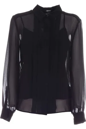 DKNY Bluser & Skjorter, Dame, Sort, M, Polyester, Gennemsigtig Plastron Skjorte i Sort