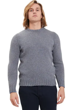 Gran Sasso Strik, Herre, Blå, L, Uld, Klassisk Crew Neck Sweater