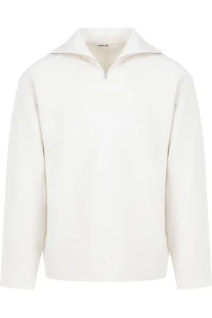 Auralee Strik, Herre, Hvid, L, Uld, Hvid Uld Pullover Sweater