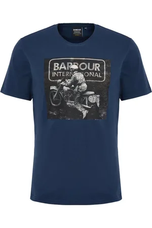 Barbour Top, Herre, Blå, M, Bomuld, Vintage Print Race Tee