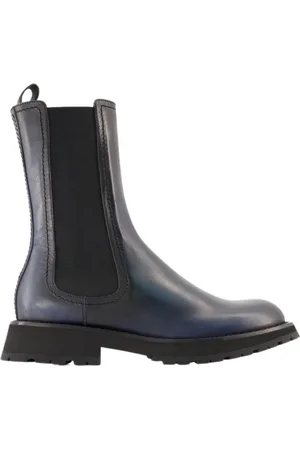 Alexander McQueen Sko, Herre, Sort, 41 1/2 EU, Klassiske Chelsea-støvler i glat kalveskind