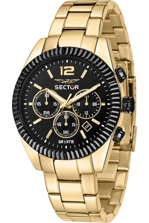 Sector No Limits Tilbehør, Herre, Gul, ONE SIZE, Uld, Kronograf Sort Skive Guld Armbåndsur