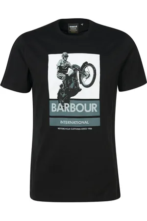 Barbour Top, Herre, Sort, 2XL, Bomuld, Vintage Grafisk Print T-shirt