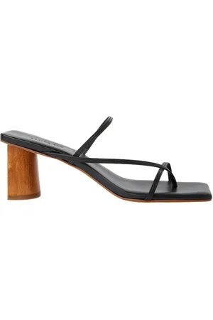 REJINA PYO Sko, Dame, Sort, 35 EU, Læder, Geometriske højhælede sandaler