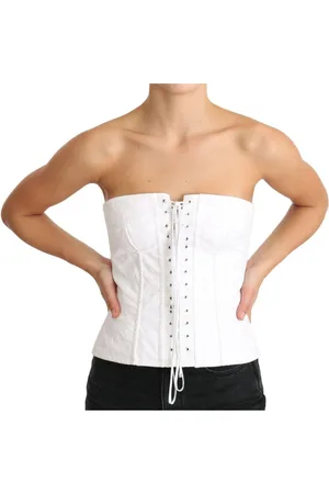 Dolce & Gabbana Top, Dame, Hvid, XS, Bomuld, Hvid Strapless Bustier Corsage Top