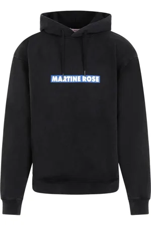 MARTINE ROSE Sweathshirts & Hoodies, Herre, Sort, M, Bomuld, Sort Bomuldshættetrøje med Signaturtryk