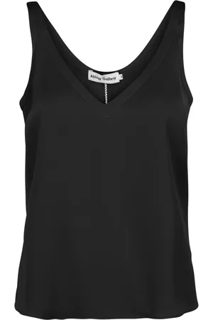 Ahlvar Gallery Top, Dame, Grå, S, Broderet V-Hals Silke Tank Top