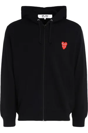 Comme des Garçons Sweathshirts & Hoodies, Herre, Sort, XL, Polyester, Hjerte Logo Lynlås Hættetrøje