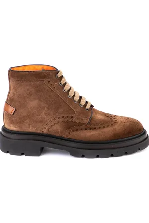 santoni Sko, Herre, Brun, 41 1/2 EU, Suede, Suede Snørestøvler