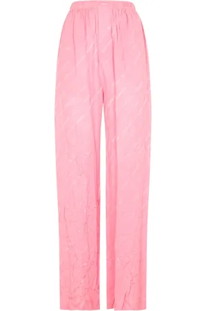 Balenciaga Bukser, Dame, Lyserød, 2XS, Uld, Silke Logoede Lyserøde Bukser