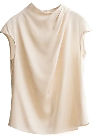 Ahlvar Gallery Bluser & Skjorter, Dame, , M, Silke Top med Asymmetriske Folder