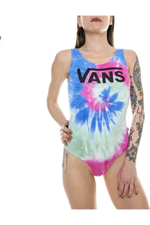 Vans Top, Dame, Blå, M, Bomuld, Tie-Dye Sko med Logo Print