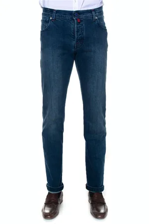 Kiton Jeans, Herre, Blå, W31, Denim, Stone Washed Slim-Fit Denim Jeans