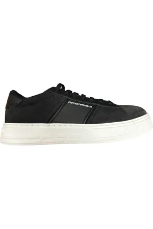 Emporio Armani Sko, Herre, Sort, 45 EU, Uld, Stilfulde Herresneakers