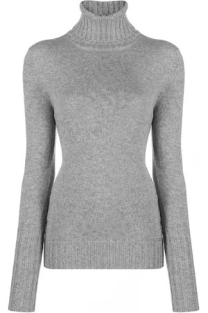 Kiton Strik, Dame, Grå, M, Cashmere, Cashmere Roll-Neck Jumper