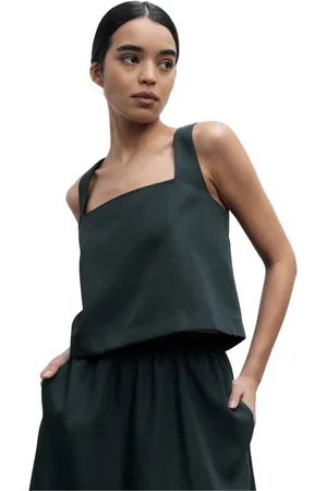 Ahlvar Gallery Top, Dame, Grøn, M, Polyester, Twill Top med Firkantet Halsudskæring