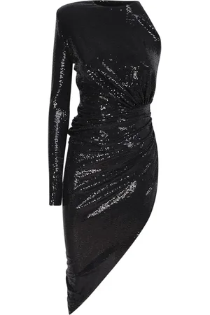 ALEXANDRE VAUTHIER Kjole, Dame, Sort, 2XS, Polyester, Blå Asymmetrisk Festkjole med Krystalpynt