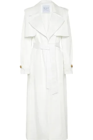 MVP Wardrobe Frakke, Dame, Hvid, S, Bomuld, Klassisk Trenchcoat med Brede Revers