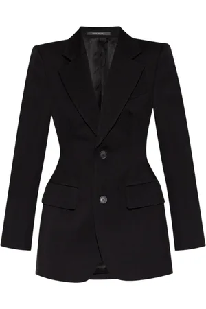 Balenciaga Jakke, Dame, Sort, M, Uld, Sort Uld Blazer med Notch Revers