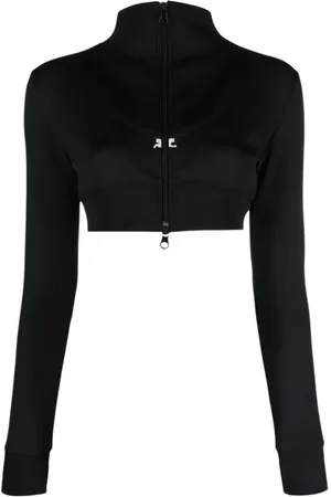Courrèges Jakke, Dame, Sort, M, Uld, Ribbet Tracksuit Jakke