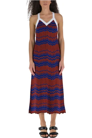 WALES BONNER Kjole, Dame, Rød, XS, Bomuld, Elegant Maxi Kjole