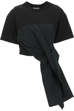 Alexander McQueen Top, Dame, Sort, 2XS, Uld, Stilfuld Cut and Sew T-shirt