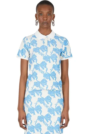 Maisie Wilen Top, Dame, Blå, M, Bomuld, Båndtryk Polo Skjorte