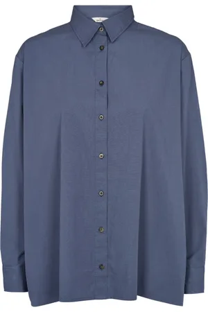 Basicapparel Bluser & Skjorter, Dame, Blå, 2XL, Bomuld, Vintage Indigo Løs Skjorte