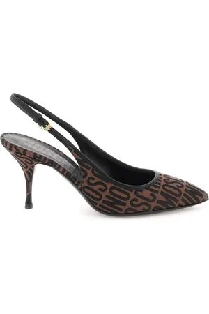 Moschino Sko, Dame, Brun, 40 EU, Uld, Luksus Jacquard Slingback Pumps