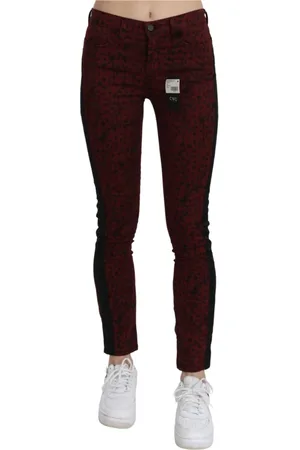 Costume National Bukser, Dame, Rød, W26, Bomuld, Mørkerød Slim Fit Bomuldsjeans