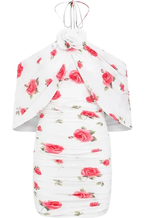 MAGDA BUTRYM Kjole, Dame, Flerfarvet, XS, Hvid Rose Print Halterneck Kjole